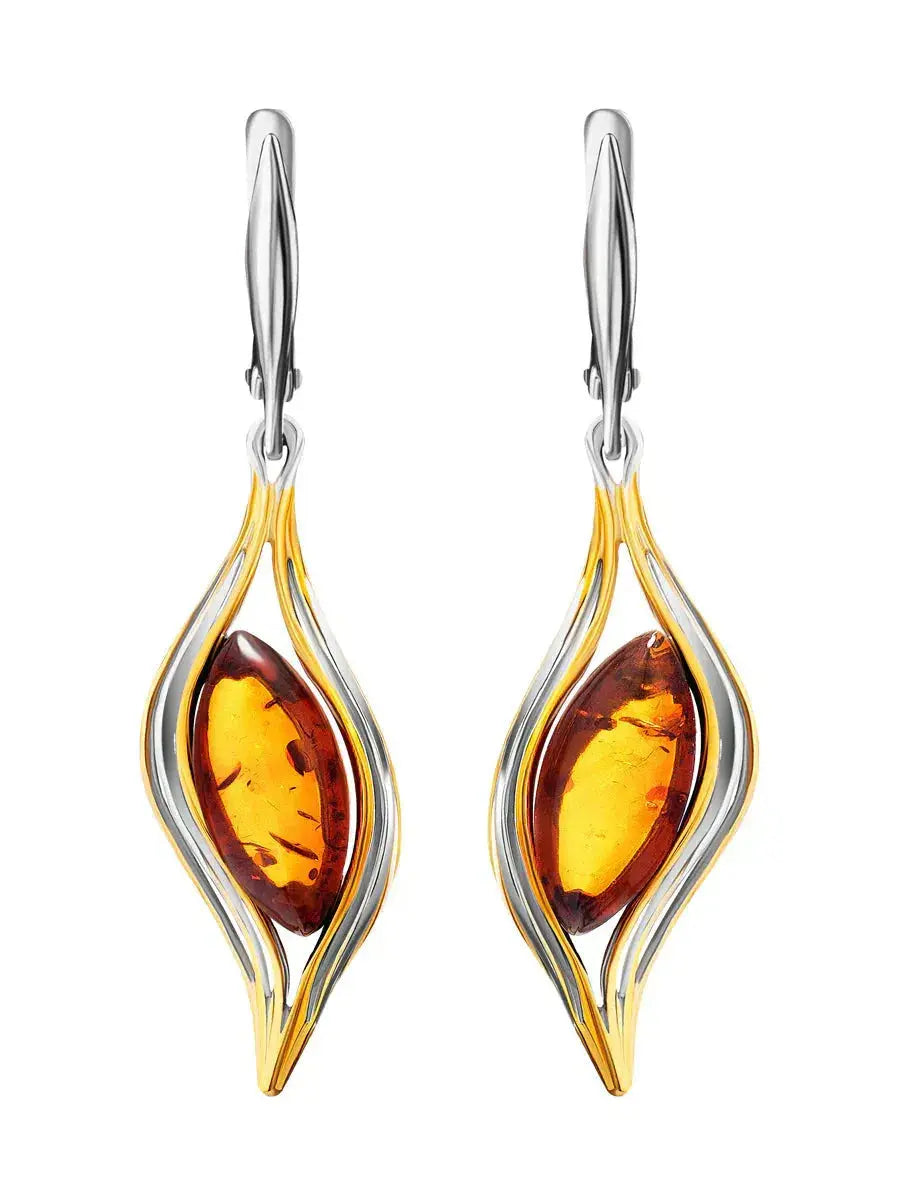 Silver Fire Pendant Earrings Unique Joyas