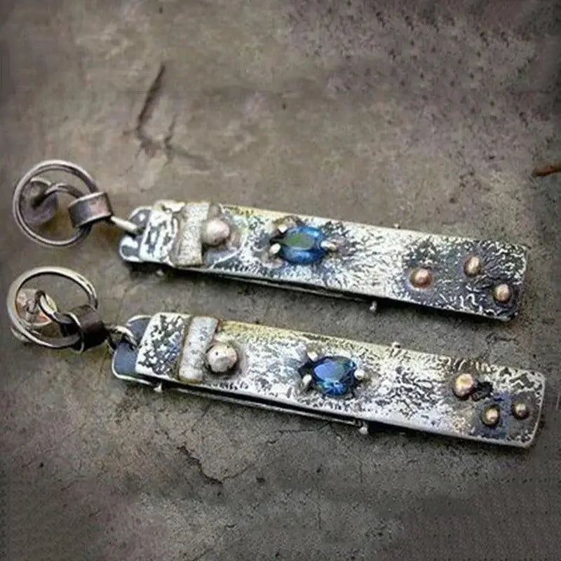 Handmade earrings made of blue stone Unique Joyas