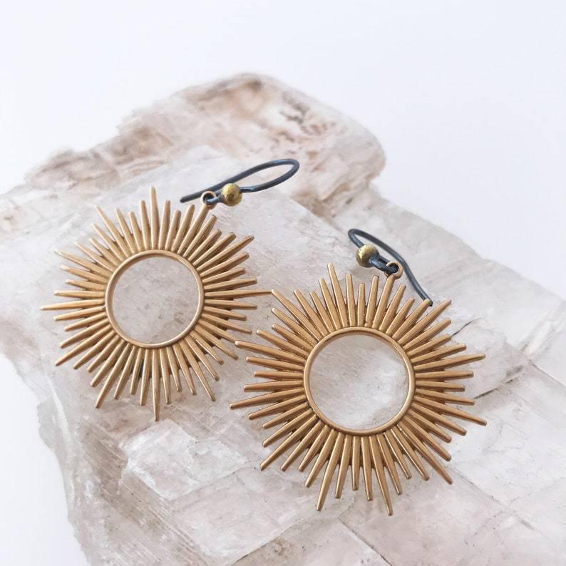 Boho Solar Silver Earrings