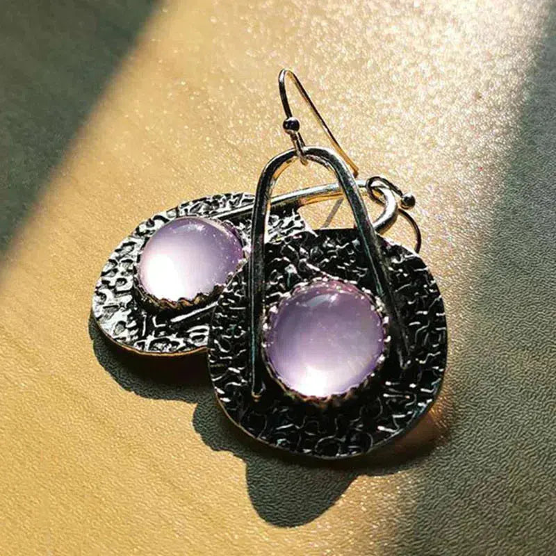 Boho earrings with purple stones in sterling silver Unique Joyas