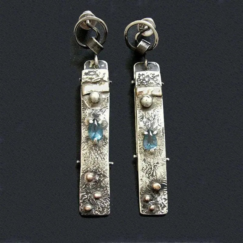 Handmade earrings made of blue stone Unique Joyas