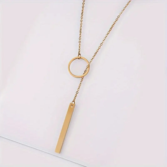 Ethnically inspired alloy circle and stick pendant necklace