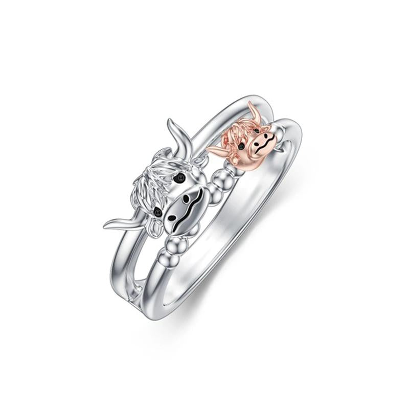 Highland Cow Ring – Sterling Silver & Rose Gold