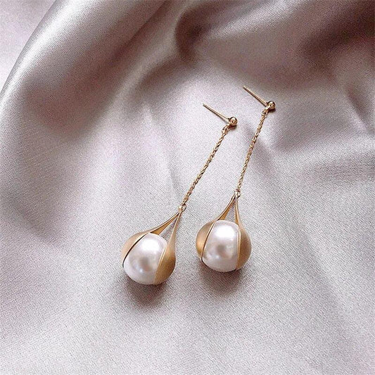 Gold Pearl Earrings Unique Joyas