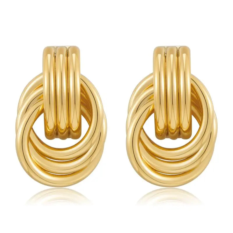 Vintage Gold Hoop Knot Earrings