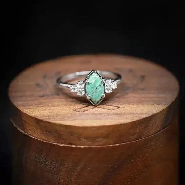 Natural Turquoise Diamond Ring Unique Joyas