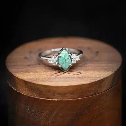 Natural Turquoise Diamond Ring Unique Joyas