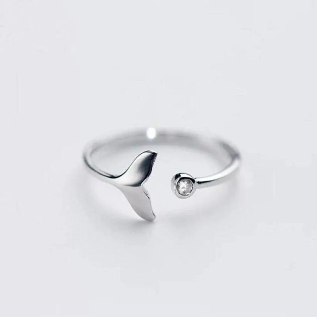 Ring with dolphin tail made of 925 sterling silver and adjustable zirconium dioxide Unique Joyas