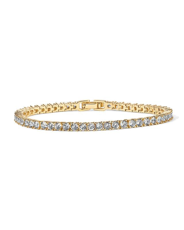 Golden Glow: Dazzling Crystal Tennis Bracelet