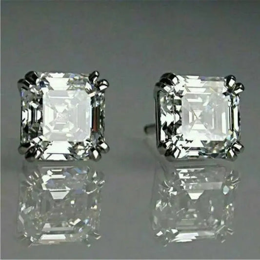 Vintage Cubic White Silver Earrings Unique Joyas