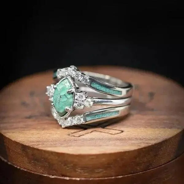 Natural Turquoise Diamond Ring Unique Joyas