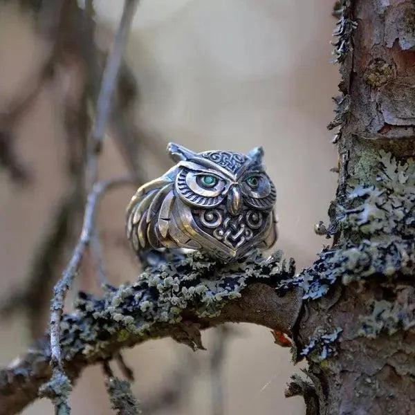 Owl Emerald Ring Unique Joyas