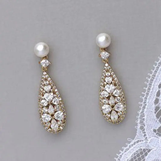 Vintage Bright & Pearl Earrings Unique Joyas