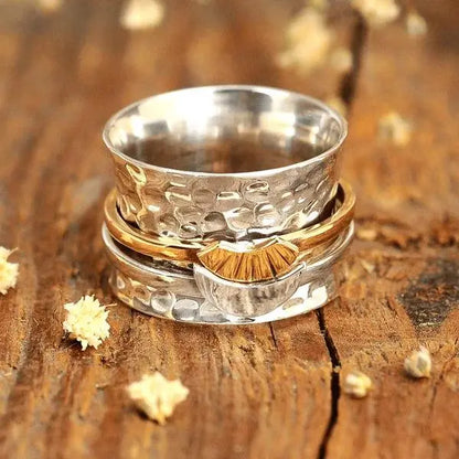 Sun and Moon Spinner Ring Unique Joyas