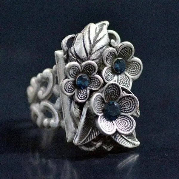 Floral Sapphire Ring Unique Joyas