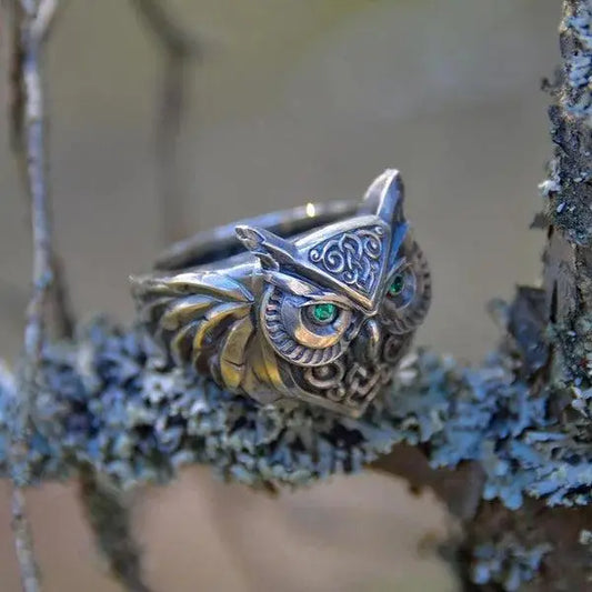 Owl Emerald Ring Unique Joyas