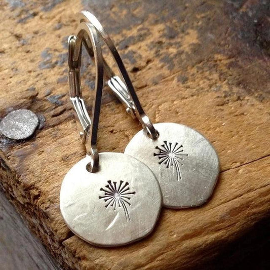 Silver Dandelion Earrings Unique Joyas