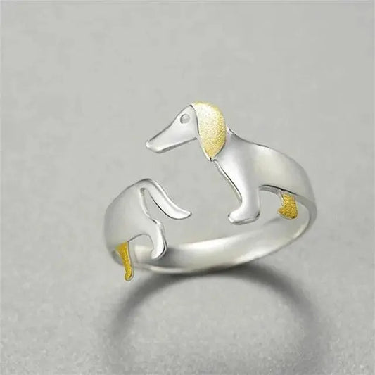 925 Sterling Silver Dachshund Ring Unique Joyas