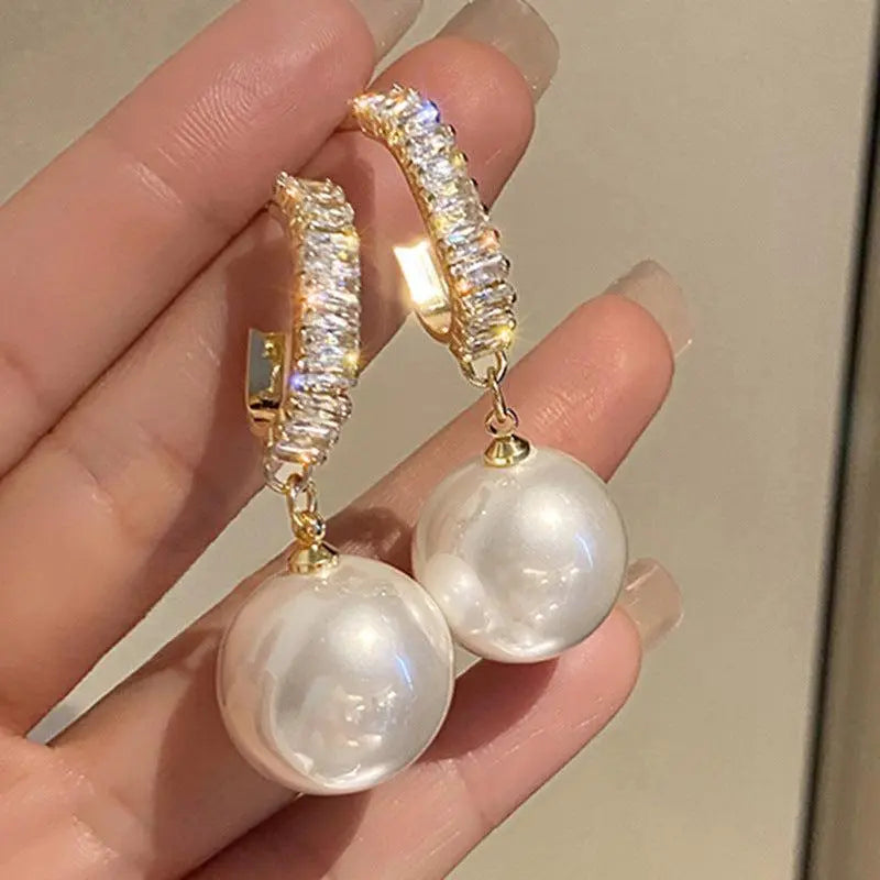 Luxury Earrings with Pearls and Zircons Unique Joyas