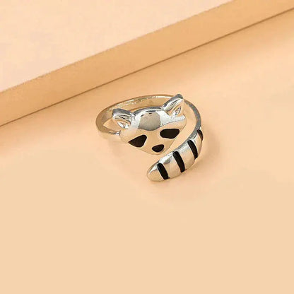 Adjustable Raccoon Ring made of 925 Sterling Silver Unique Joyas