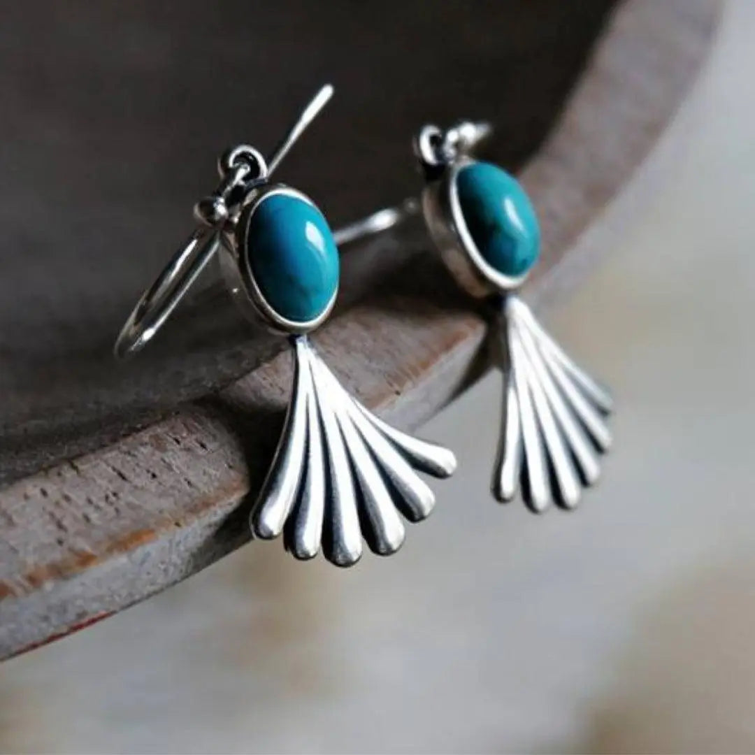 Boho Earrings with Blue Opal