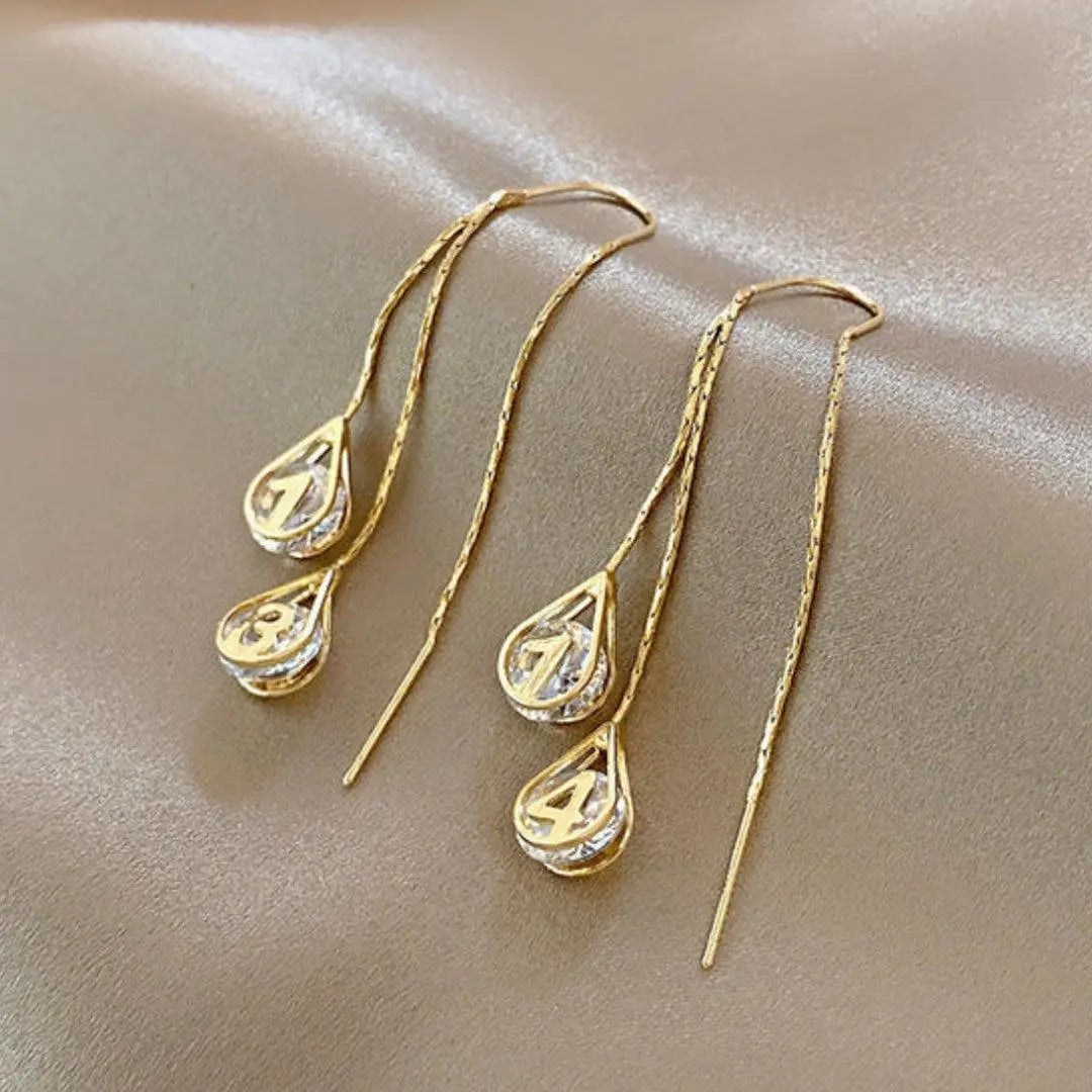 Gold Number Earrings Unique Joyas