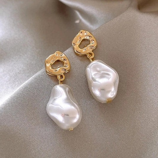 Boho Pearl Earrings in Gold Unique Joyas