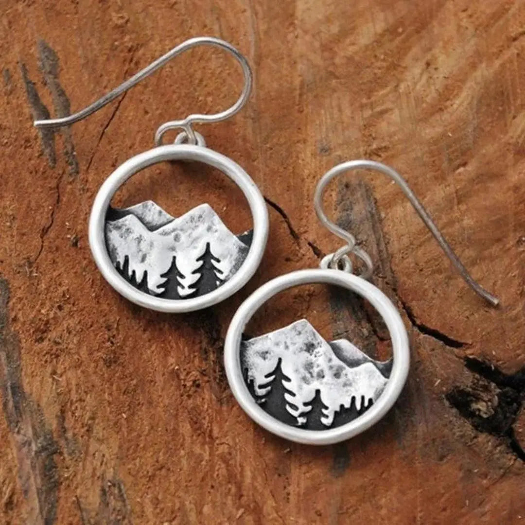 Boho Mountain Silver Earrings Unique Joyas