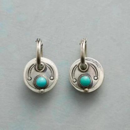 Boho earrings with turquoise stones in silver Unique Joyas