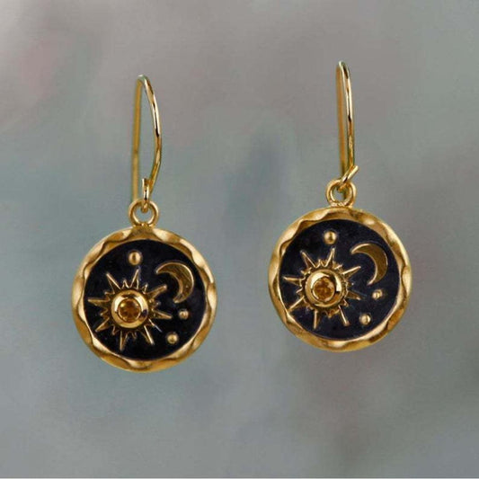 Earrings with Sun and Moon in Gold and Silver Unique Joyas