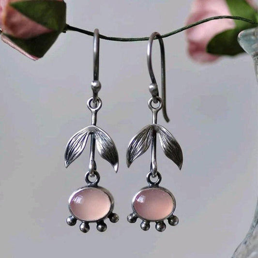 Boho Quartz Pendant Earrings in Silver Unique Joyas