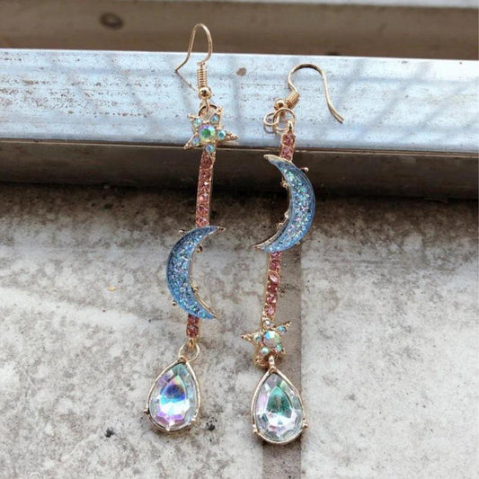 Boho Moon Silver Earrings with Zirconia Unique Joyas