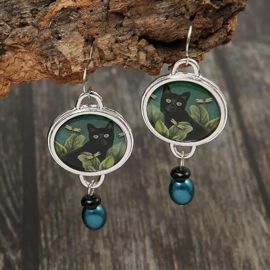 Silver Acrylic Earrings for Cats Unique Joyas