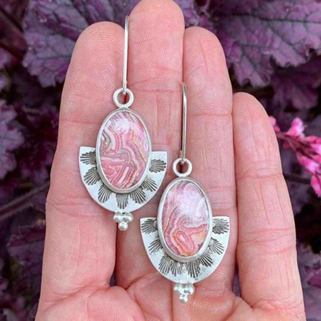 Boho Acrylic Earrings in Silver