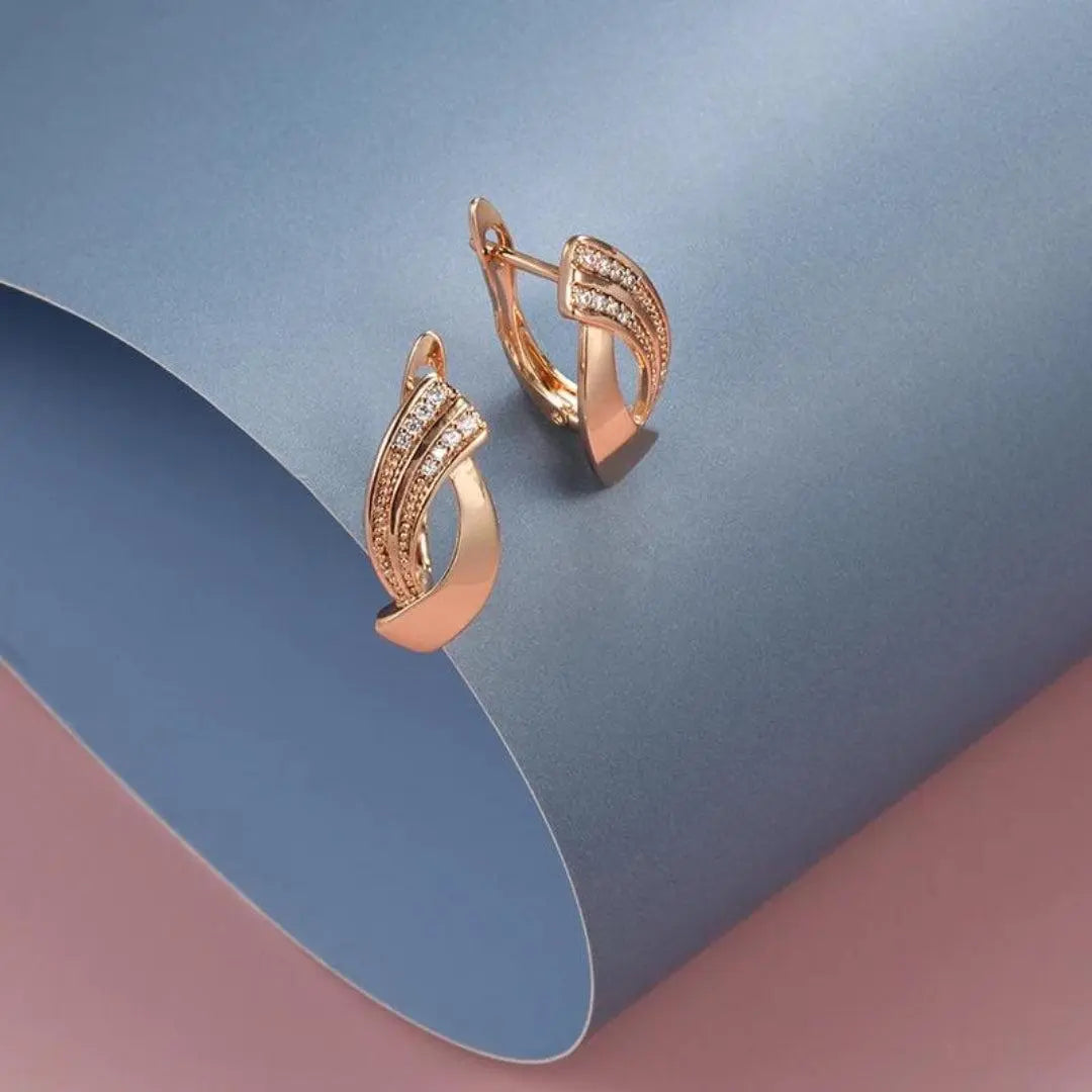 Elegant earrings with zirconia in rose gold Unique Joyas