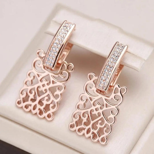 Ivy with Zirconia Earrings in Rose Gold Unique Joyas