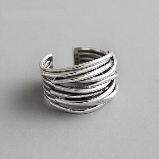 925 Sterling Silver Adjustable Layered Ring Claire Jewelry