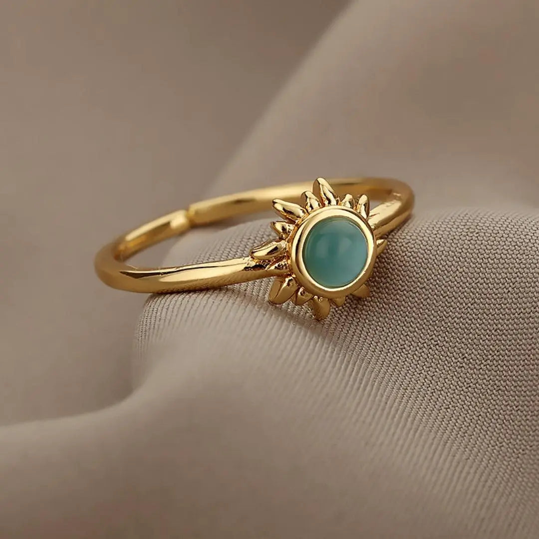 Adjustable Sunstone Ring in Gold Unique Joyas