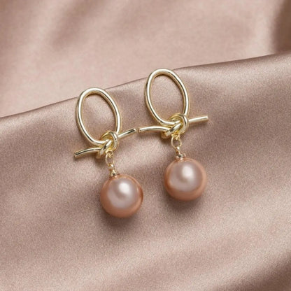 Gold Pearl Loop Earrings claire