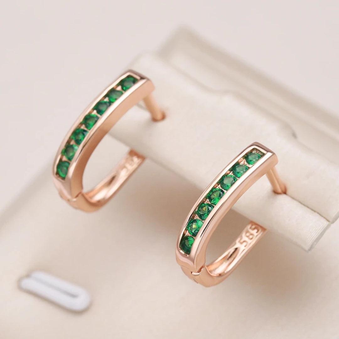 Emerald diamond earrings in gold