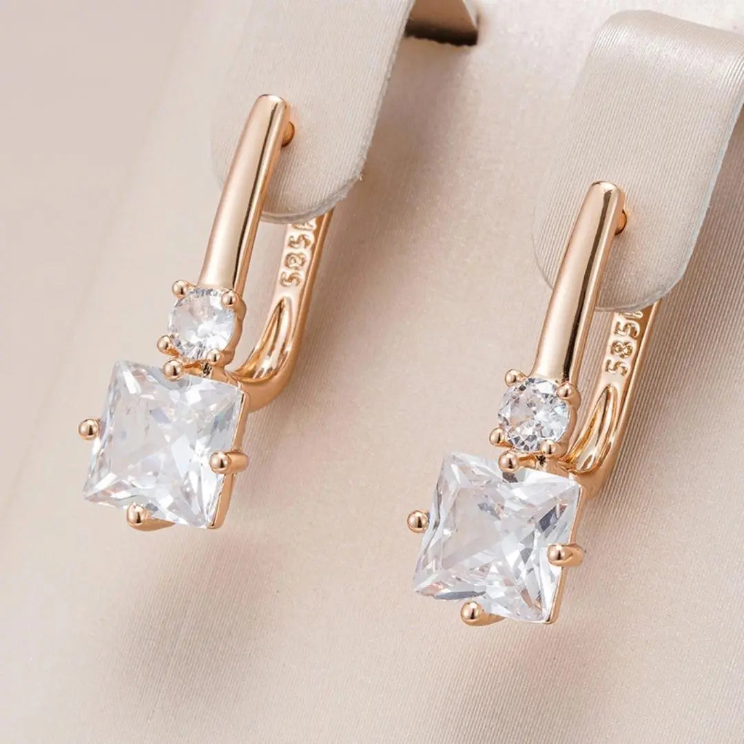 Earrings with Zirconia in Gold Unique Joyas