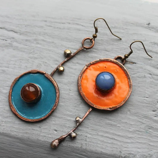 Vintage Hand-Painted Enamel Earrings