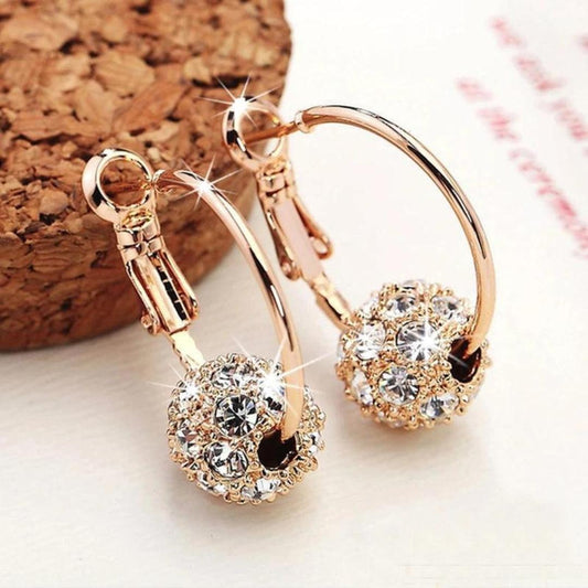 Gold Shimmering Ball Earrings Unique Joyas