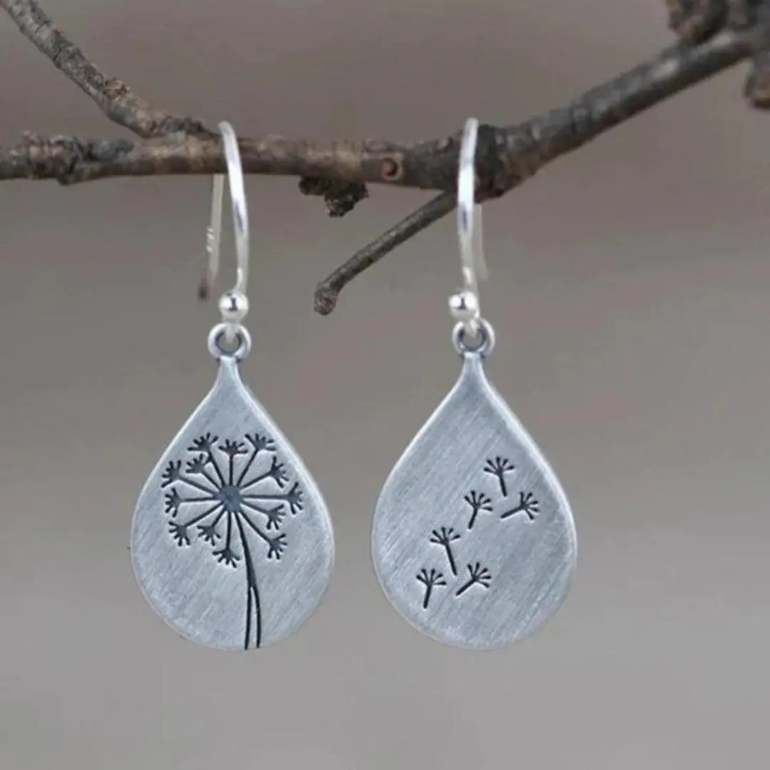 Silver-plated dandelion earrings Unique Joyas