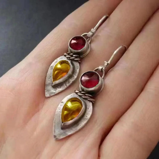 Vintage Glass Fire Earrings Unique Joyas