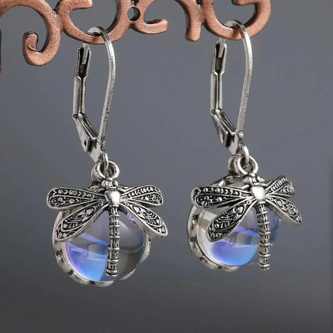 Vintage Libelle Earrings in Sterling Silver and Crystal