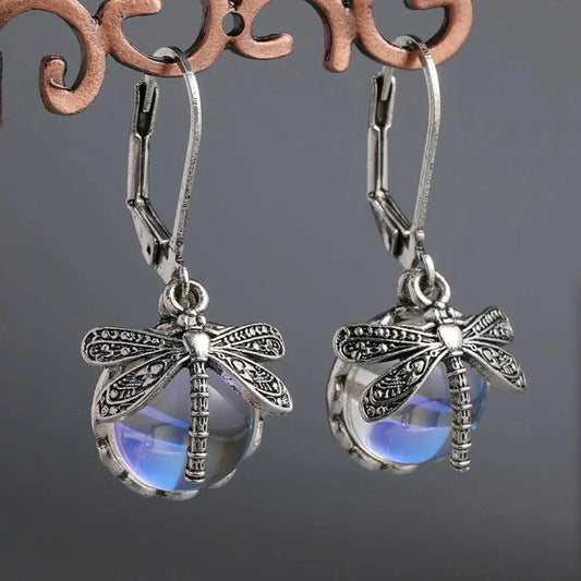 Vintage Libelle Earrings in Sterling Silver and Crystal