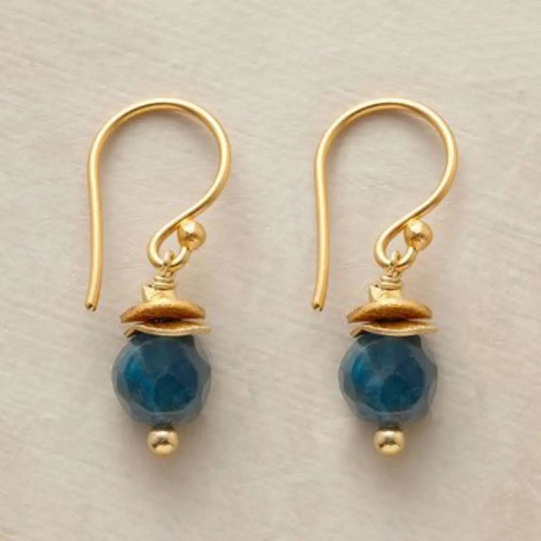 Vintage Blue Lantern Golden Earrings Unique Joyas