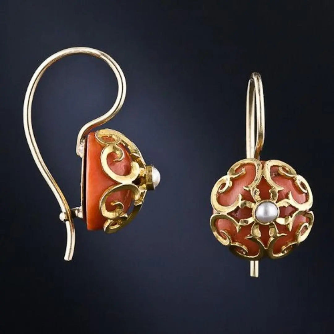 Vintage Red Golden Hollow Earrings Unique Joyas