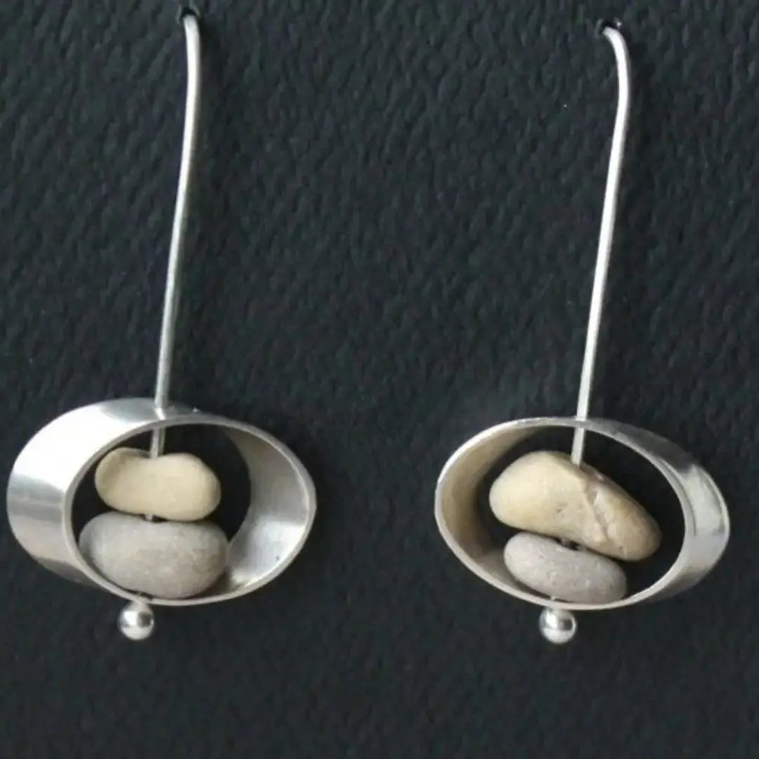 Vintage earrings made of stone and silver Unique Joyas